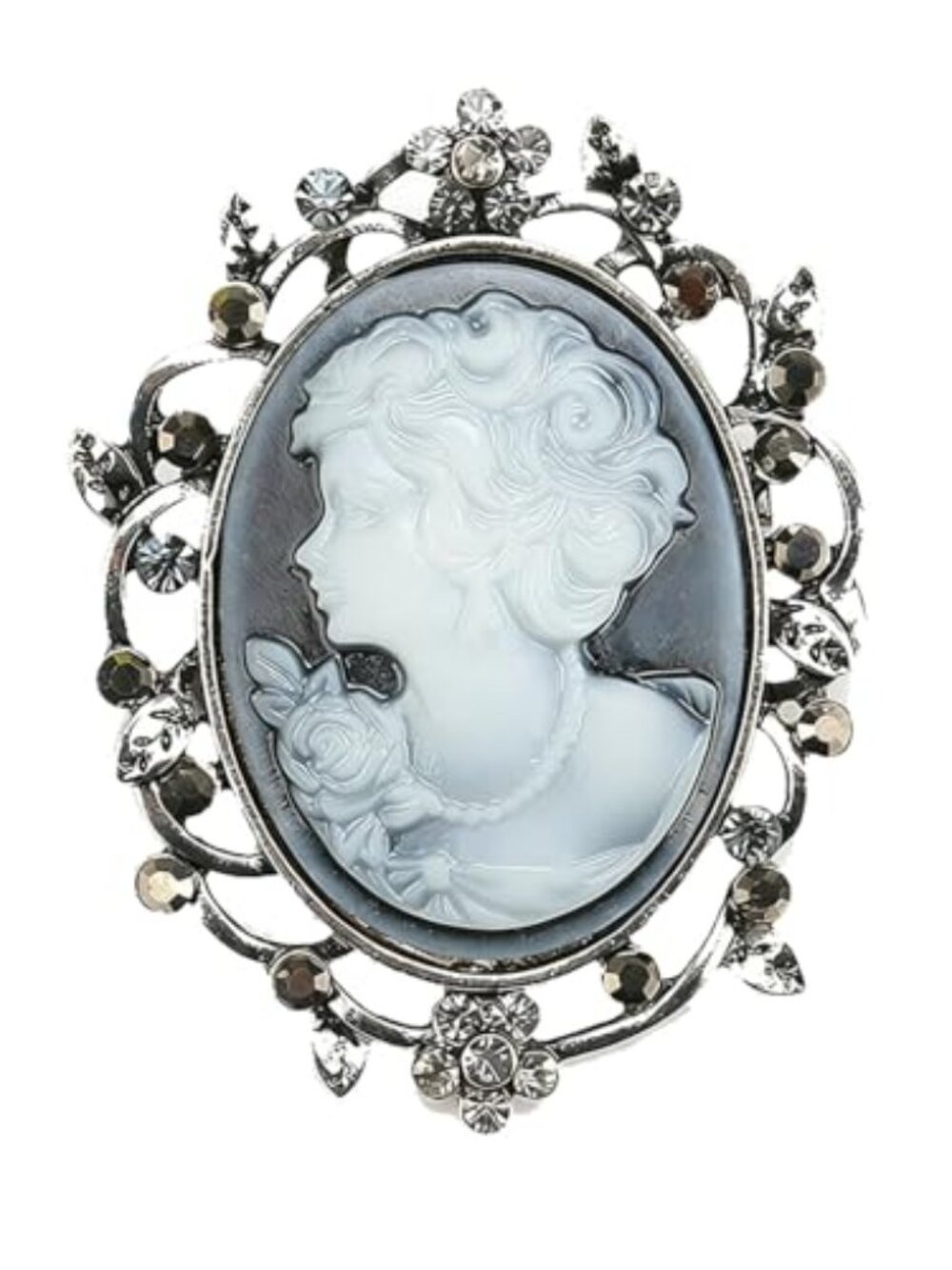 Victorian Cameo Brooch Pin for Women Fashion Vintage Crystal Portrait Collar
